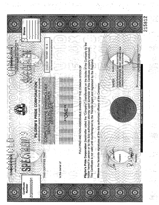 Form of New Common Stock Certificate