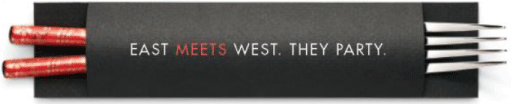 (EAST MEETS WEST. THEY PARTY. LOGO)