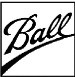 small black framed ball logo