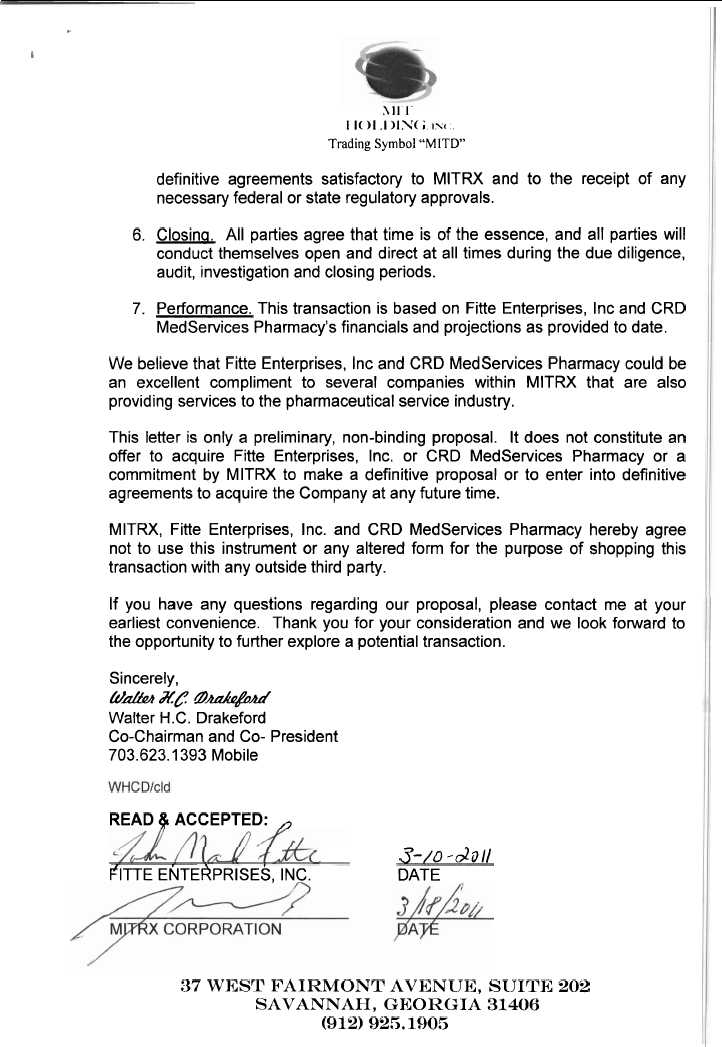 Mit Holding, Inc. - Form 8-k - Ex-10.18 - March 31, 2011