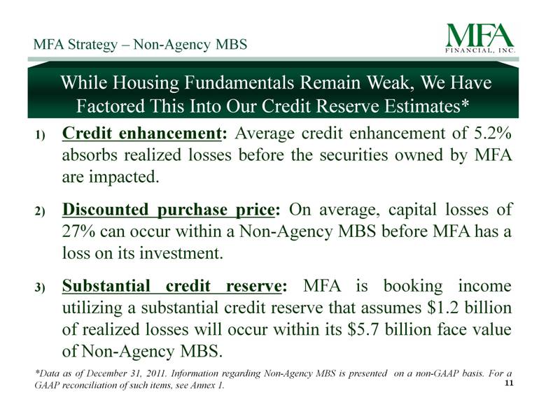 MFA FINANCIAL, INC. - FORM 8-K - EX-99.1 - April 10, 2012