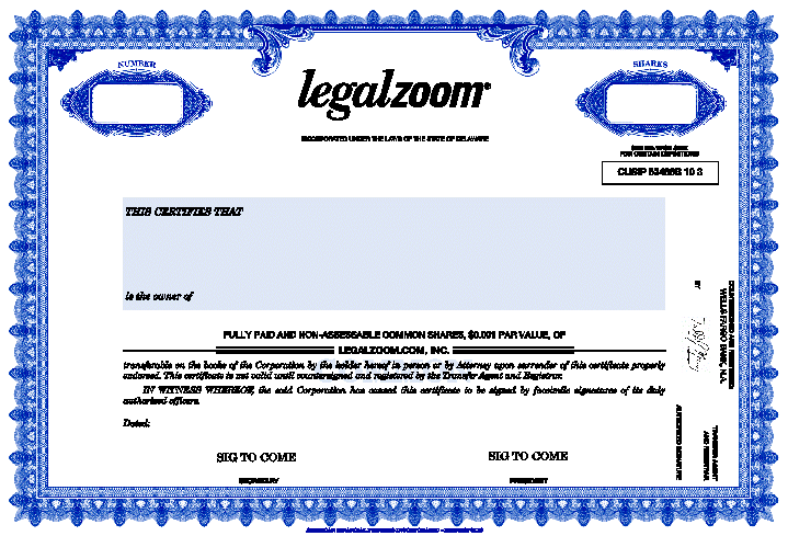 legal zoom stock