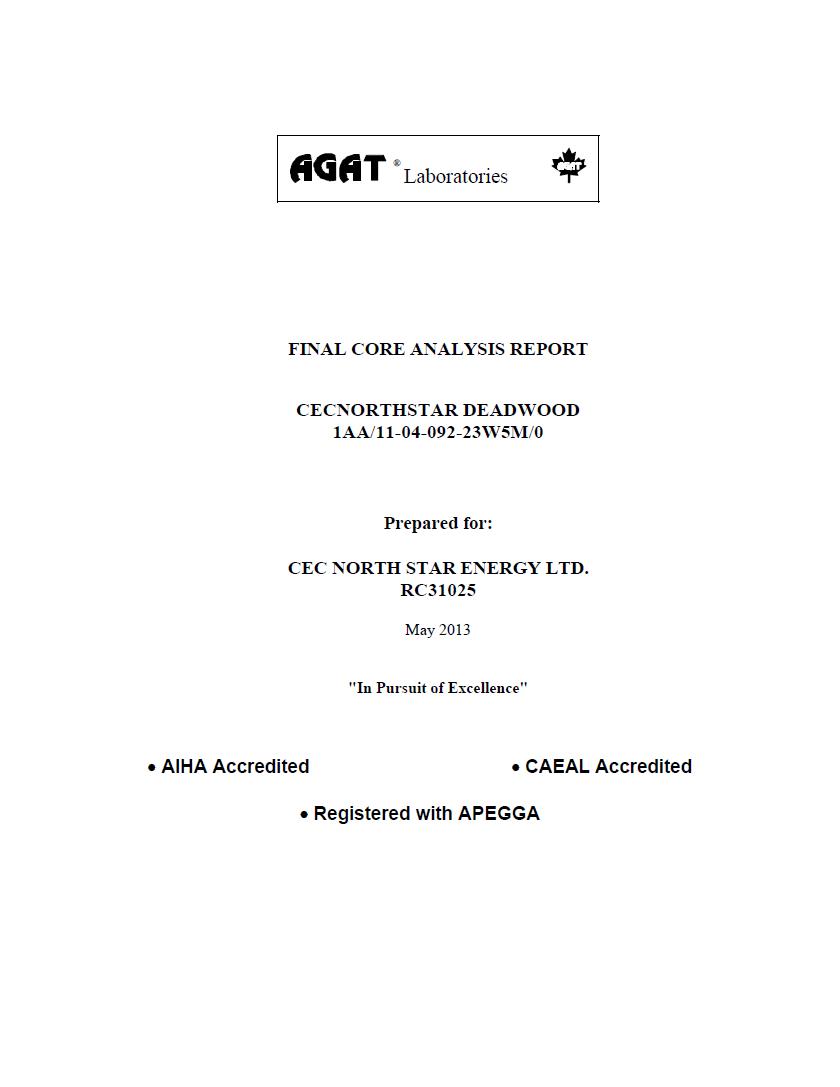 AGAT Laboratories Final Core Analysis Report