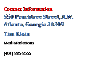 Text Box: Contact Information 
550 Peachtree Street, N.W. 
Atlanta, Georgia 30309 
Tim Klein 
Media Relations 
(404) 885-8555 
tim.klein@equifax.com
