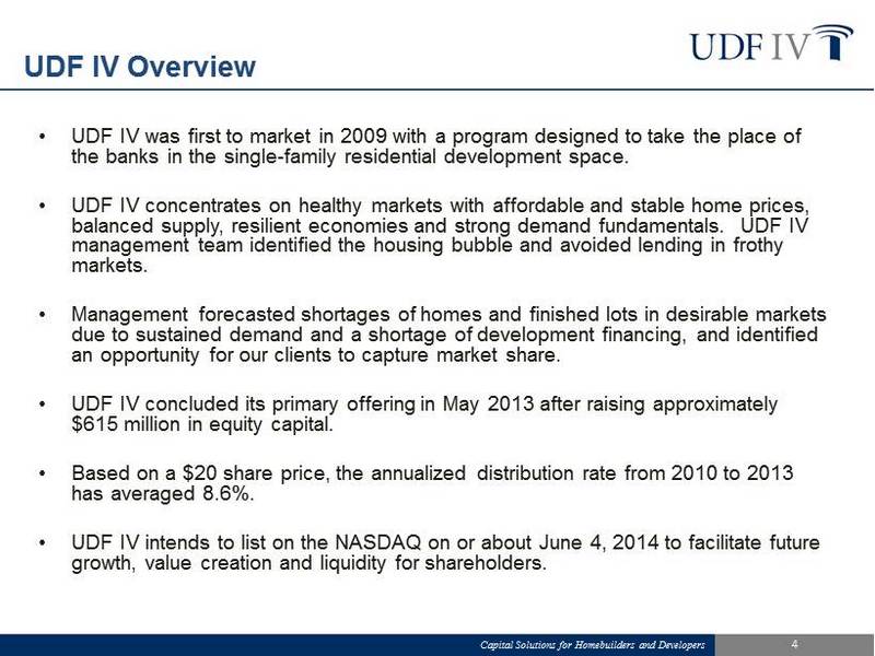 United Development Funding IV - FORM 8-K/A - EX-99.1 - EXHIBIT 99.1 ...