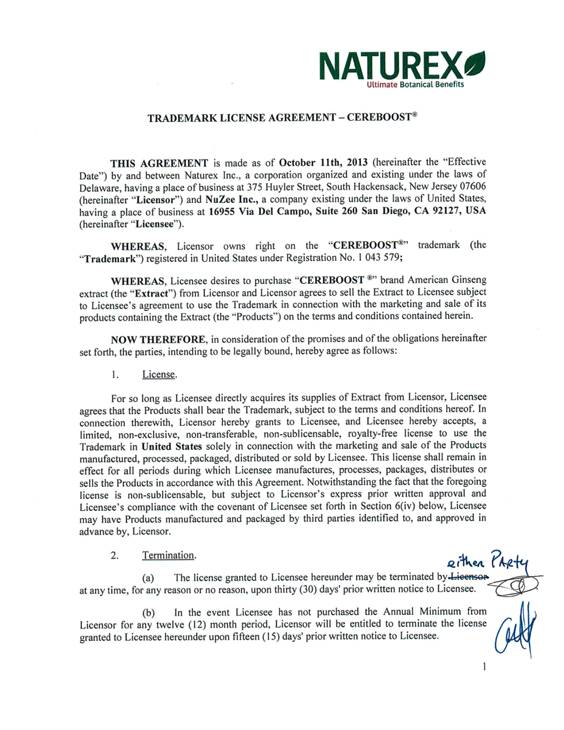 NATUREX-Trademark License Agreement - Cereboost_Page_01.jpg