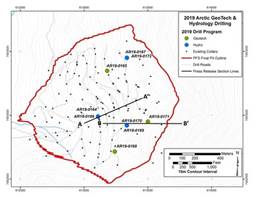 Figure 1- Map Showing Location of 2019 Drilling Program at Arctic (CNW Group|Trilogy Metals Inc.)