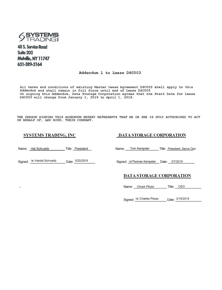 (STI LEASE DSC003 - ADDENDUM 1 - 10.10 PAGE 1)