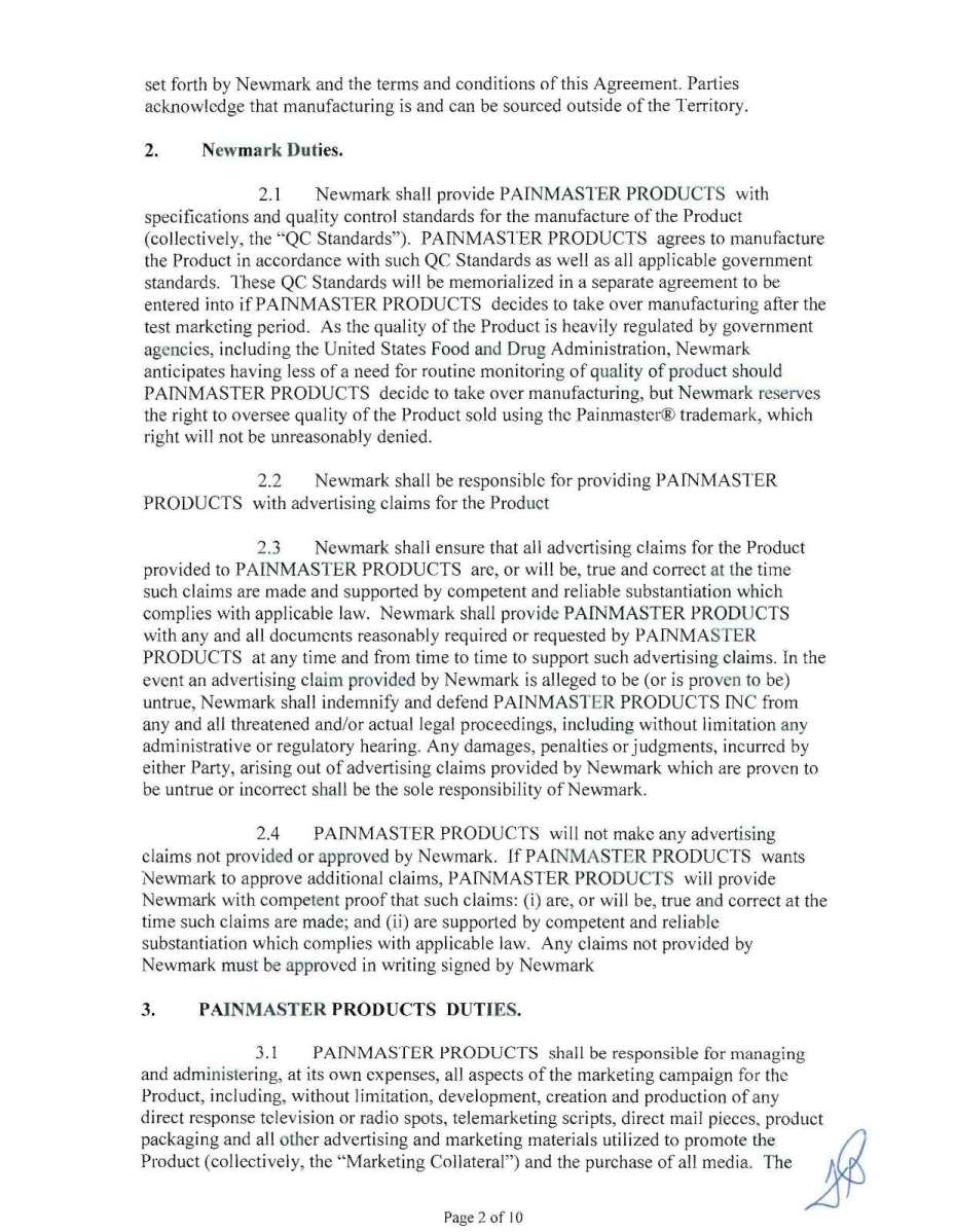 Marketing Agreement page 2